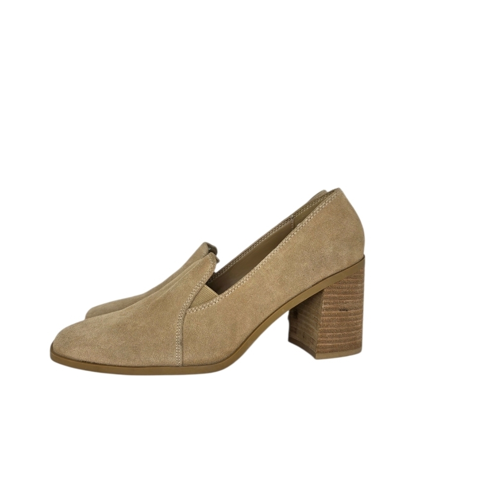 Joie Wevenly Beige Tan Suede Block Heel Oxford Loafers Shoes NWOT Women Size 9